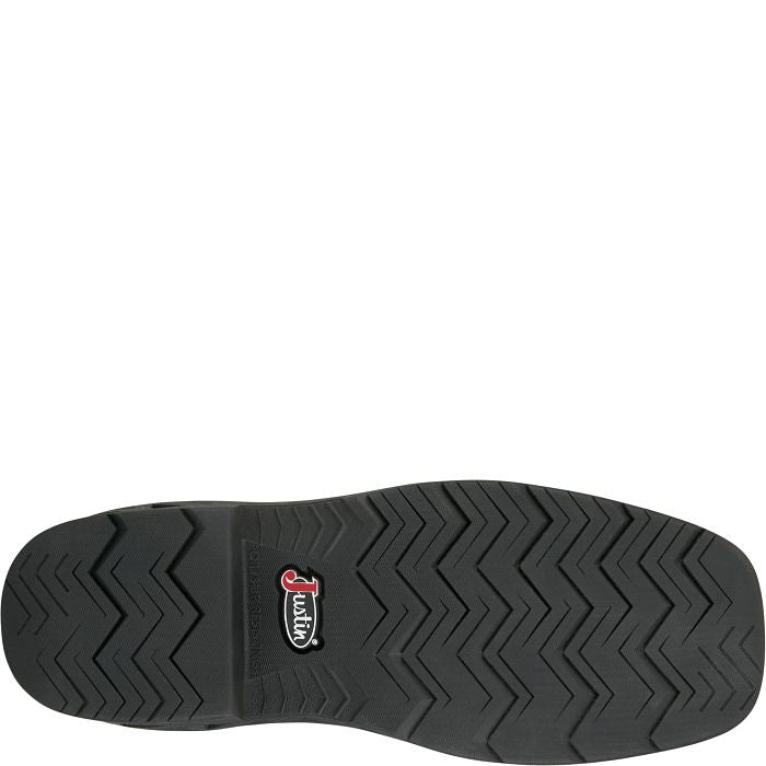 Justin Mans 11" Impermeable Sof Toe Square Negro Búfalo de Agua (PD4072)