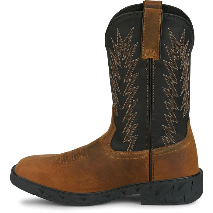Justin Mans 11" Impermeable Sof Toe Square Negro Búfalo de Agua (PD4072)