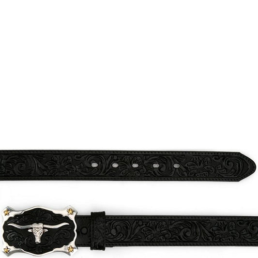 Justin Men's Classic Longhorn Black Belt (C11193)