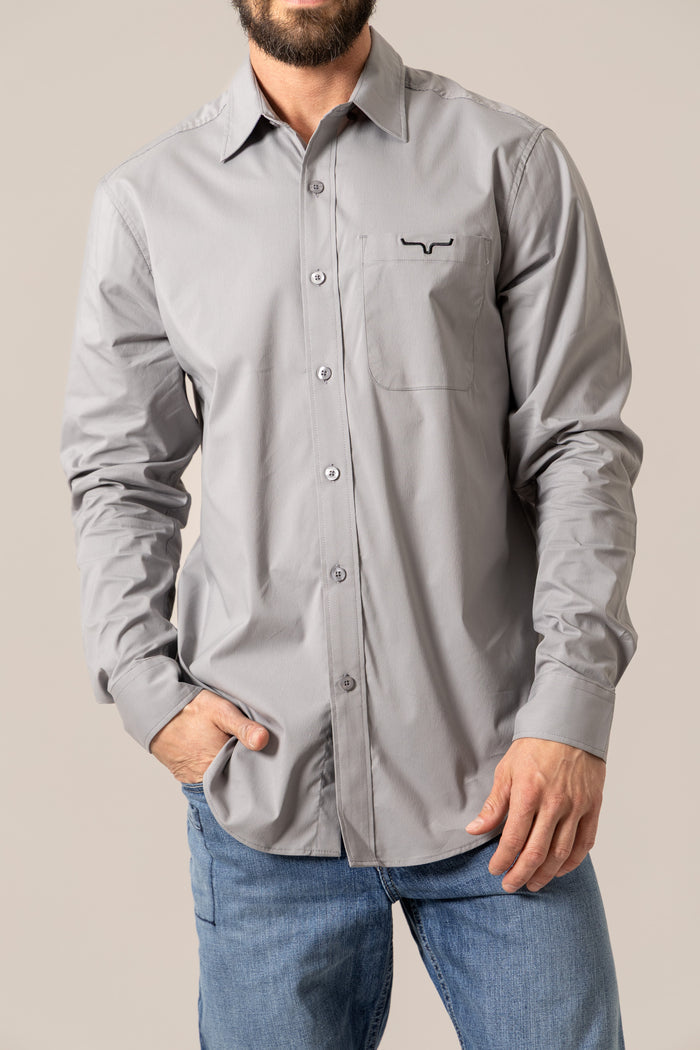 Kimes Ranch Men's KR Team Dress Shirt (Grey)