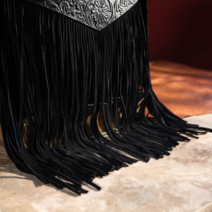 Wrangler Vintage Floral Embossed Fringe Crossbody Bag (WG63-G9360BK)