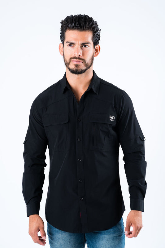 Platini Men's Performance Fishing Long Sleeve Shirt (PGL8780 Black)