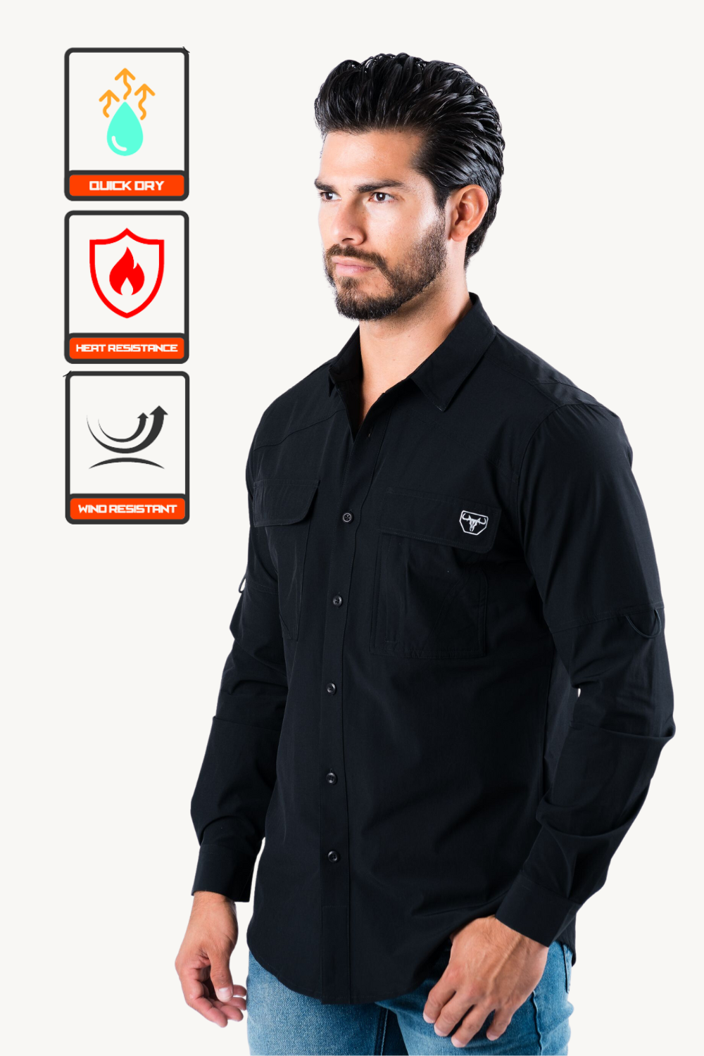 Platini Men's Performance Fishing Long Sleeve Shirt (PGL8780 Black)