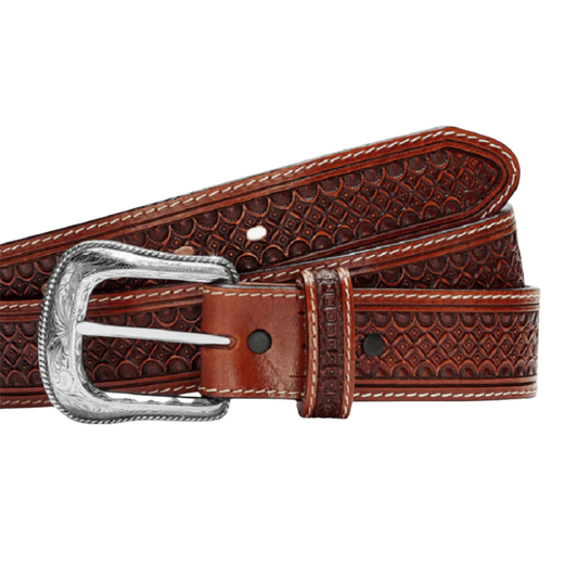 Justin Men's Diamond Back Dark Brown Leather Belt (C13925)