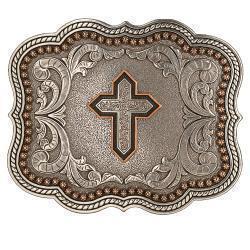 Nocona Scalloped Copper Cross Belt Buckle (37911)