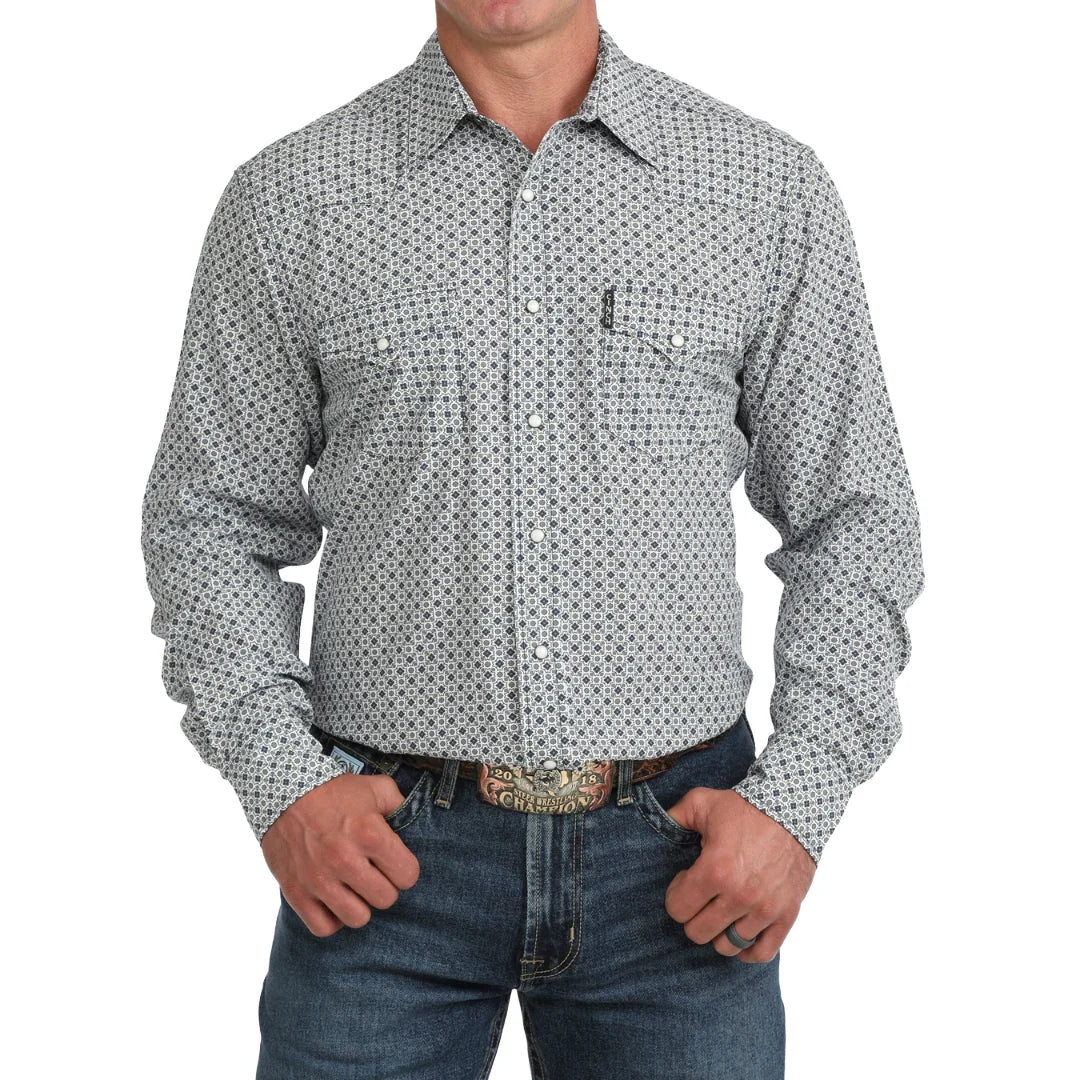 Cinch Men's Long Sleeve Shirt (MTW1303111 WHT)
