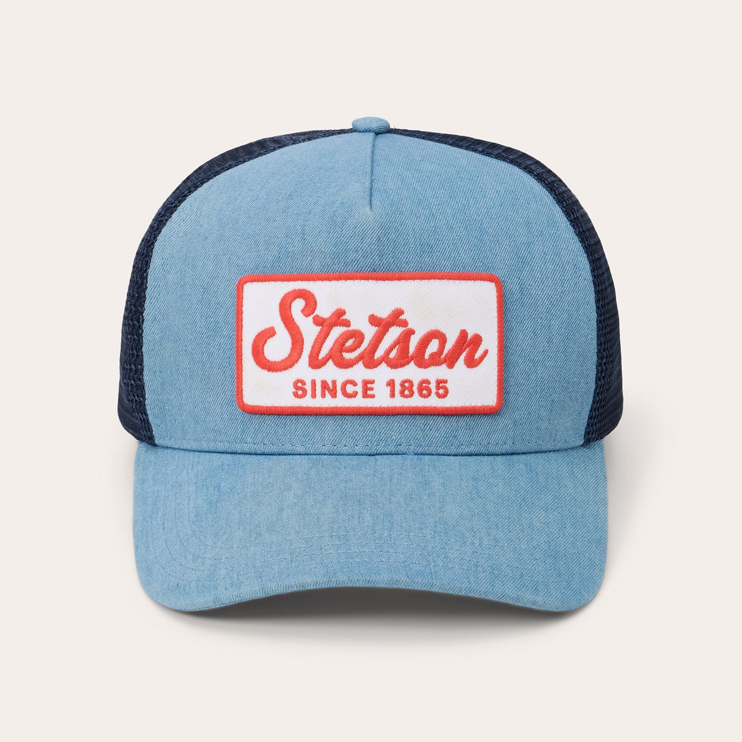 Stetson Washed Denim 1865 Patch Trucker Snapback (SCDNSP-0026DMRU / DEN/WHT)