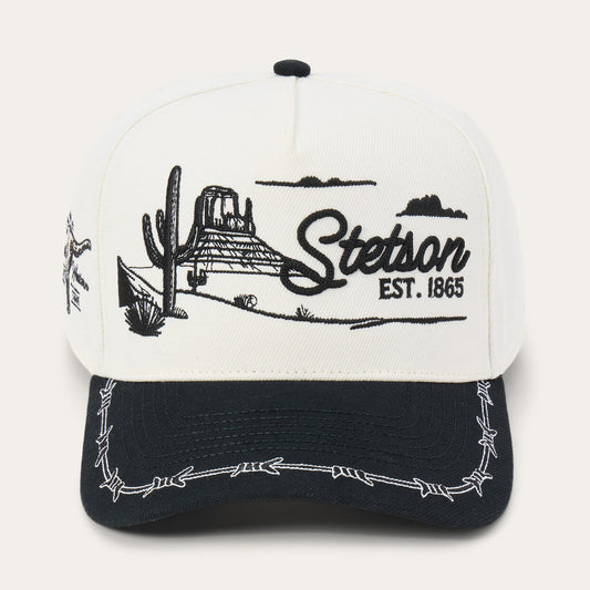 Gorra trucker Stetson (Visera curva/Marfil/Negro)