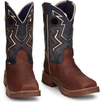 Tony Lama Men's Force 11" Wide Square Composite Toe Waterproof Work Boots (TW3402 / Dark Brown)