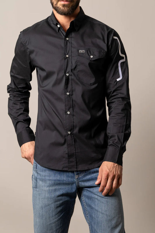 Camisa Talbott de manga larga para hombre de Kimes Ranch (NEGRA)