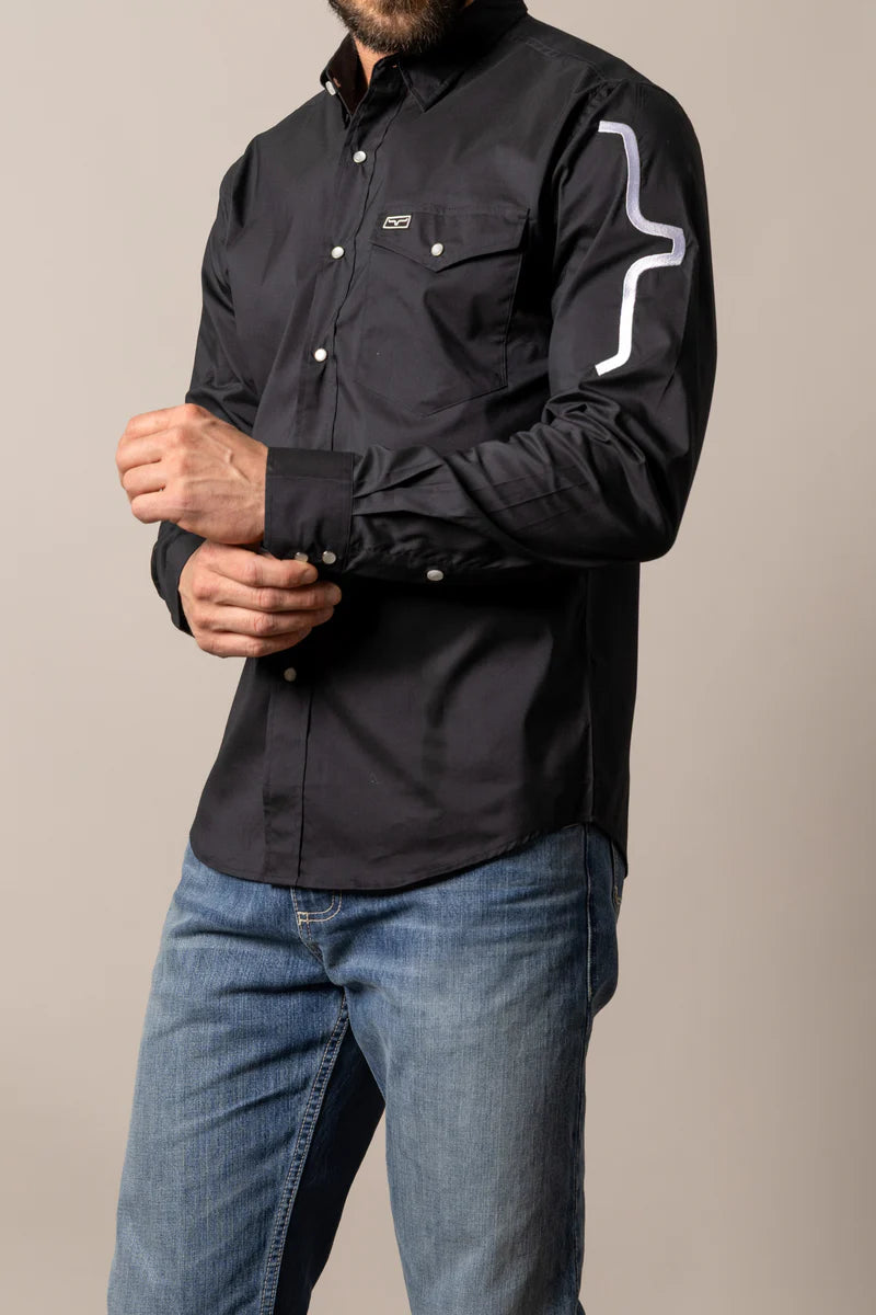 Camisa Talbott de manga larga para hombre de Kimes Ranch (NEGRA)