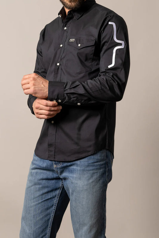 Camisa Talbott de manga larga para hombre de Kimes Ranch (NEGRA)