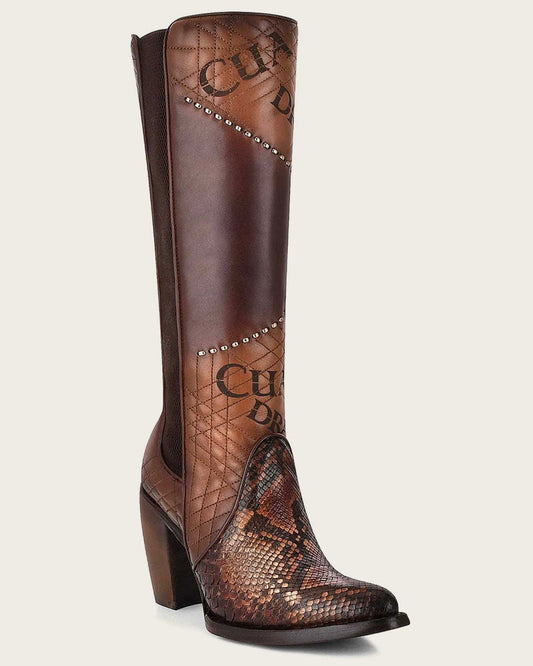 Cuadra Women's Tall Engraved Brown Exotic Boot (CU561/3F66PH Brown)