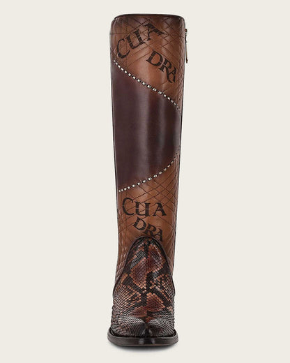 Cuadra Women's Tall Engraved Brown Exotic Boot (CU561/3F66PH Brown)