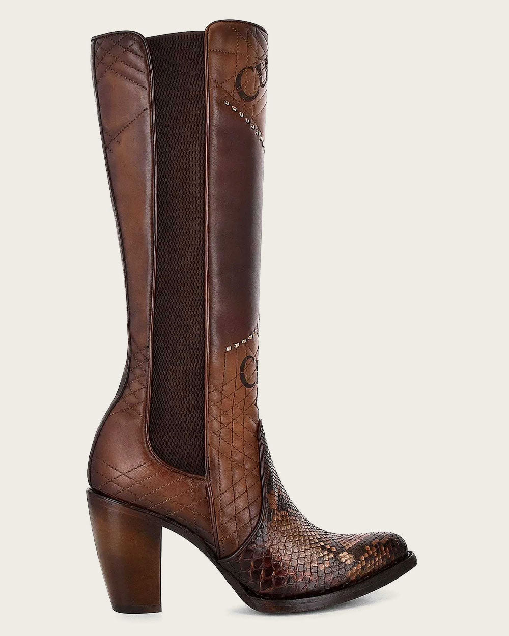Cuadra Women's Tall Engraved Brown Exotic Boot (CU561/3F66PH Brown)