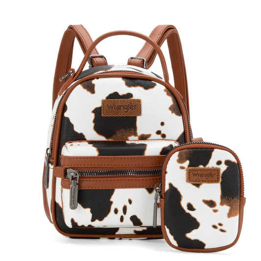 Wrangler Cow Print Mini Backpack with Coin Pouch (WG133-8600BR / Brown)