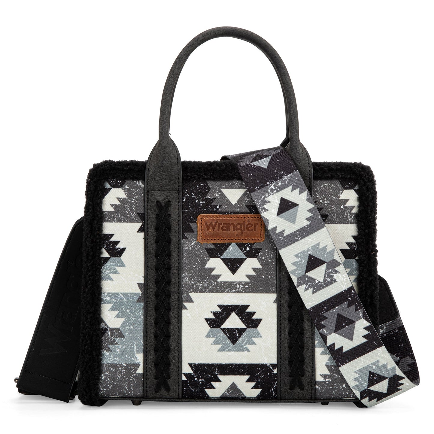Wrangler Sherpa Southwestern Print Small Canvas Tote/Crossbody (WG166-8120SBK / Black)