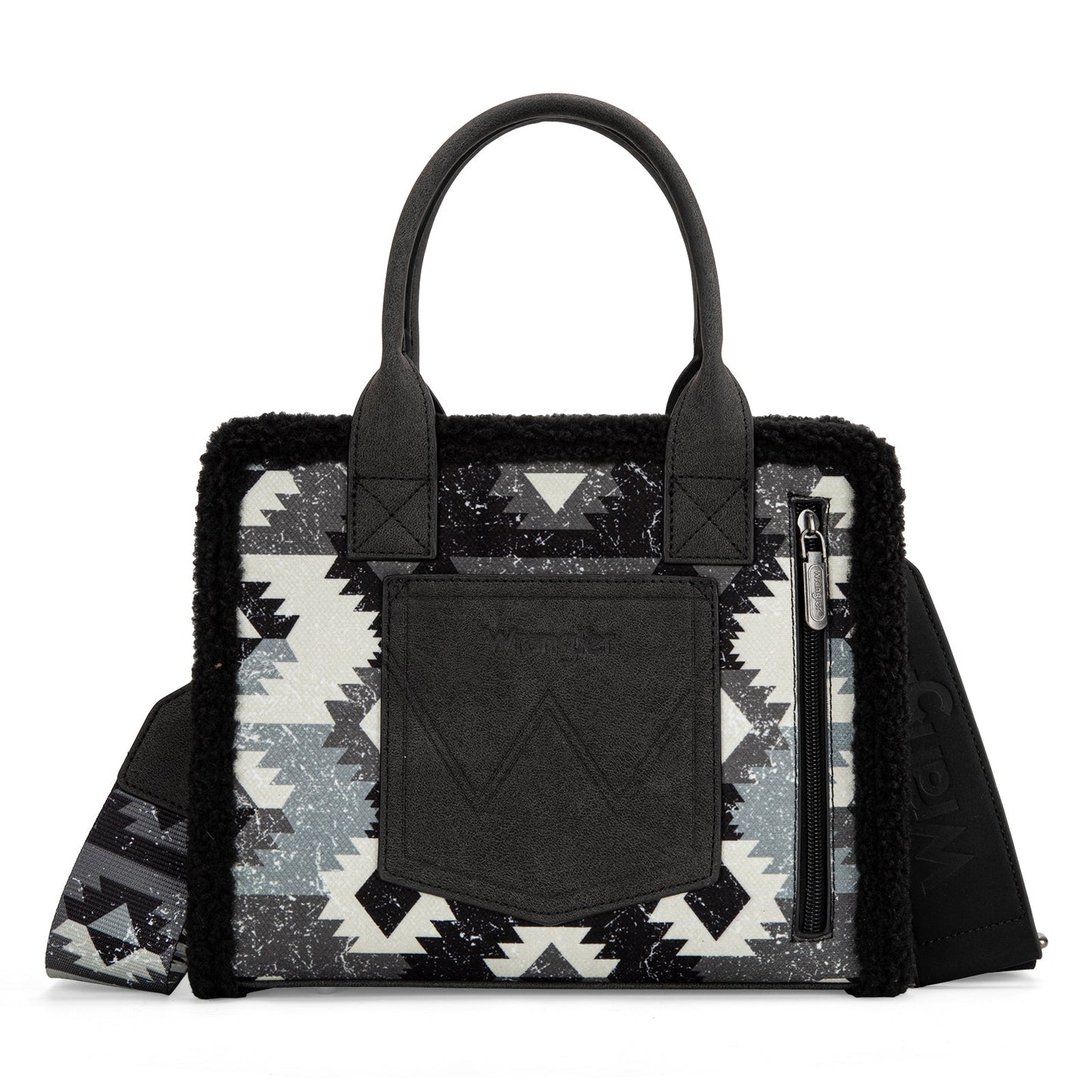 Wrangler Sherpa Southwestern Print Small Canvas Tote/Crossbody (WG166-8120SBK / Black)