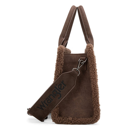Bolso bandolera pequeño de lona Wrangler Sherpa con estampado del suroeste (WG166-8120SCF / Café)