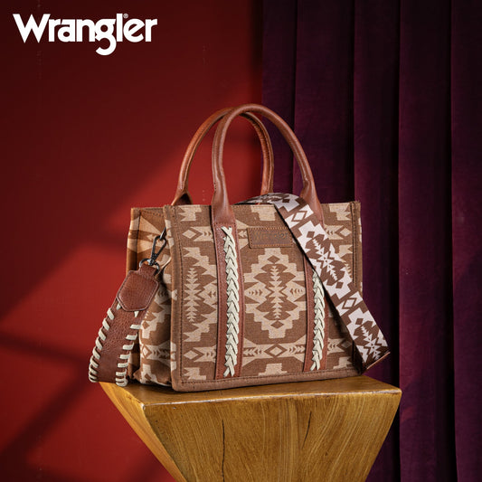 Wrangler Southwestern Print Small Canvas Tote/Crossbody (WG2212-8120BR / Brown)