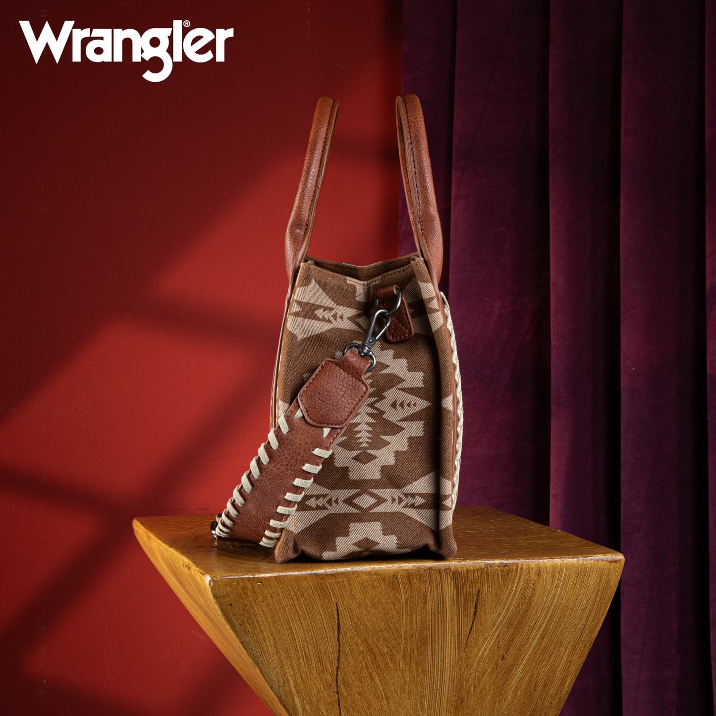 Wrangler Southwestern Print Small Canvas Tote/Crossbody (WG2212-8120BR / Brown)