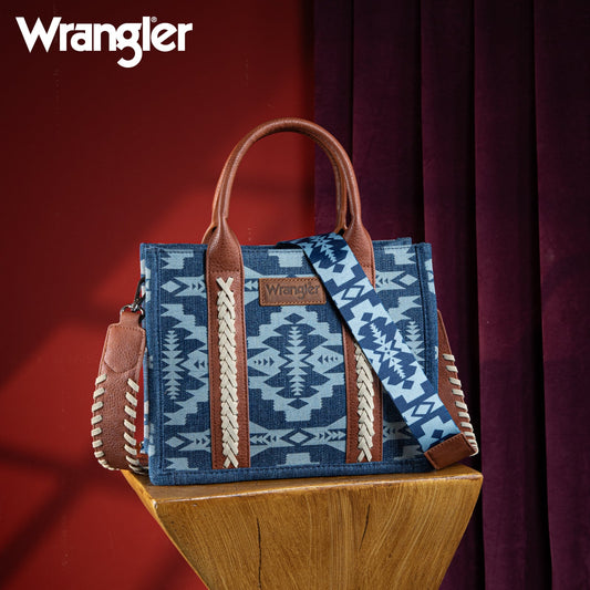 Wrangler Southwestern Print Small Canvas Tote/Crossbody (WG2212-8120JN / Jean)