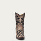 Corral Women’s Black Glitter Inlay Floral Overlay with Crystals and Studs Snip Toe Brown Ankle Boots (A4190-M / Brown)