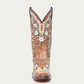 Corral Women's Glow in the Dark Floral Embroidery Distress Cognac Square Toe Cowboy Boots (A4398-M / Cognac)