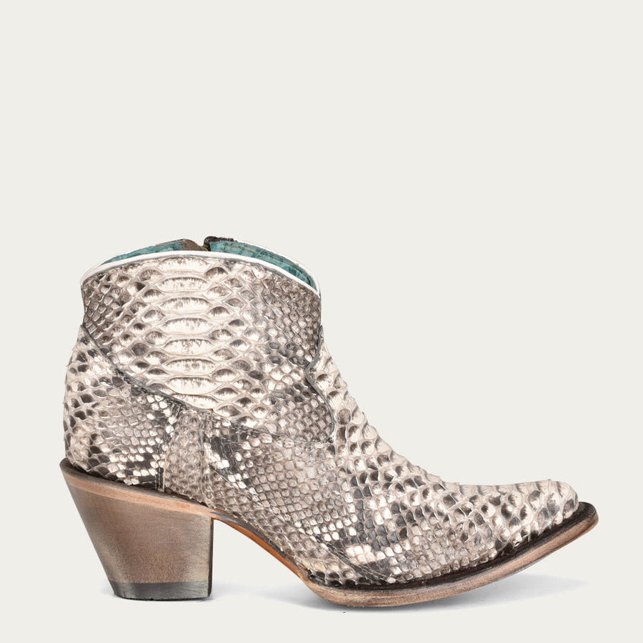 Corral Women’s Genuine Full Python J Toe Ankle Boots (A4319-M / Natural)