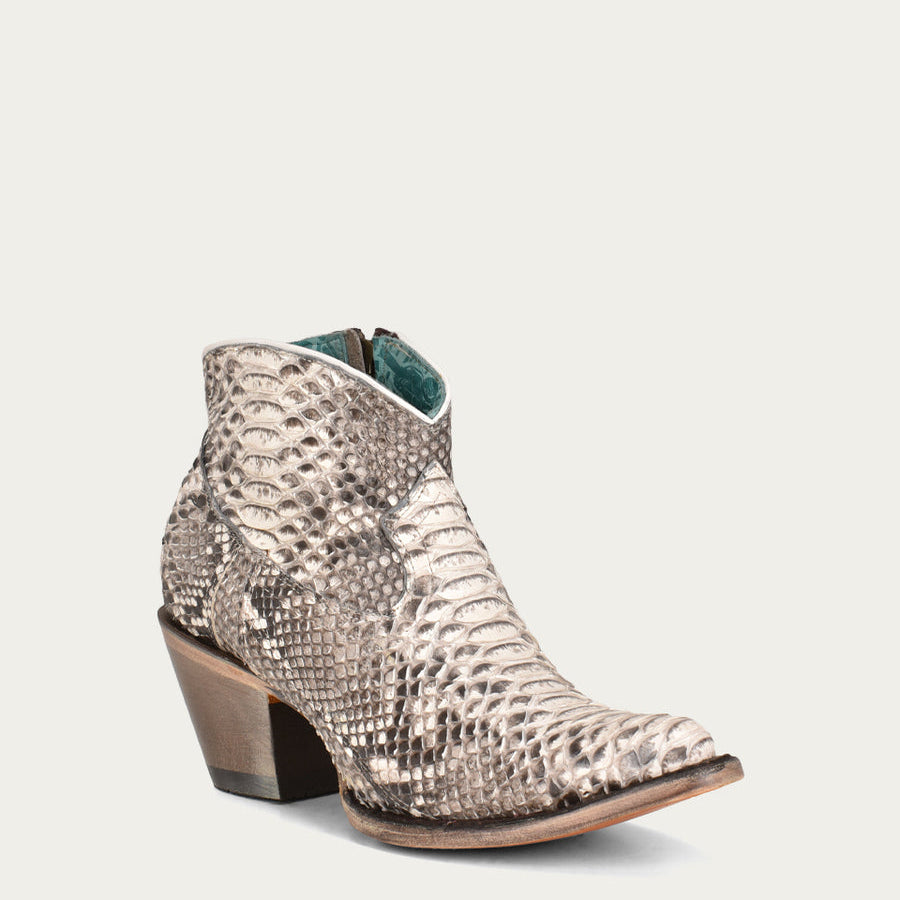 Corral Women’s Genuine Full Python J Toe Ankle Boots (A4319-M / Natural)