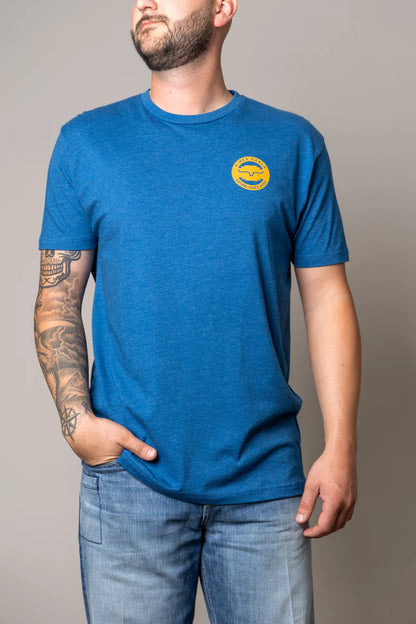 Camiseta de hombre Kimes Ranch Wood Stamp (azul claro jaspeado)