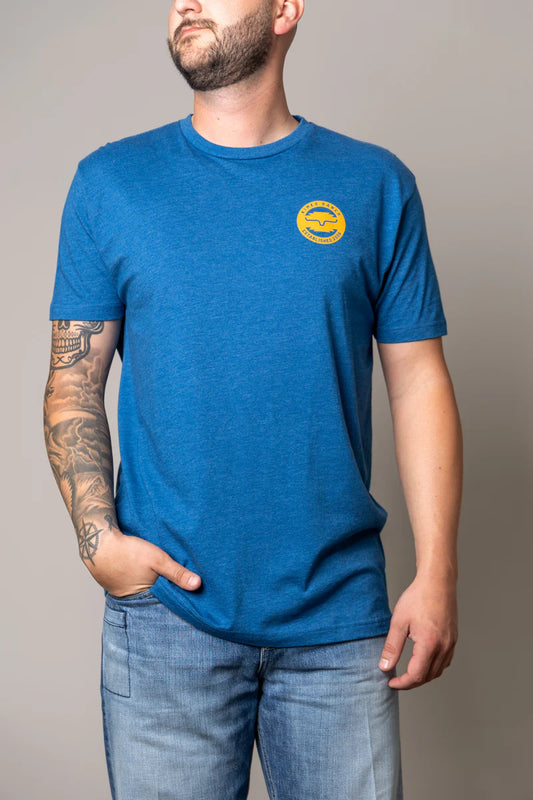 Camiseta de hombre Kimes Ranch Wood Stamp (azul claro jaspeado)