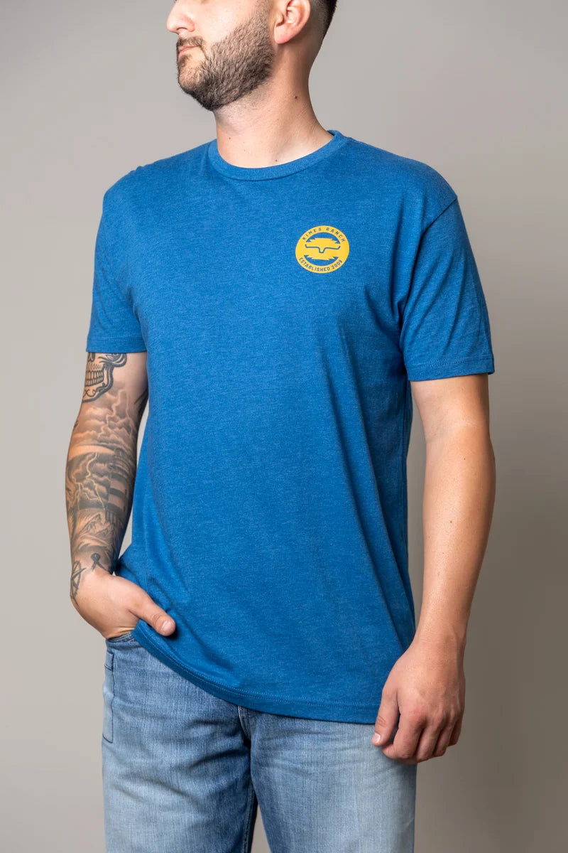 Camiseta de hombre Kimes Ranch Wood Stamp (azul claro jaspeado)