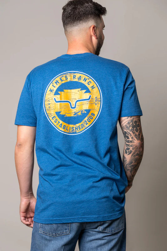 Camiseta de hombre Kimes Ranch Wood Stamp (azul claro jaspeado)