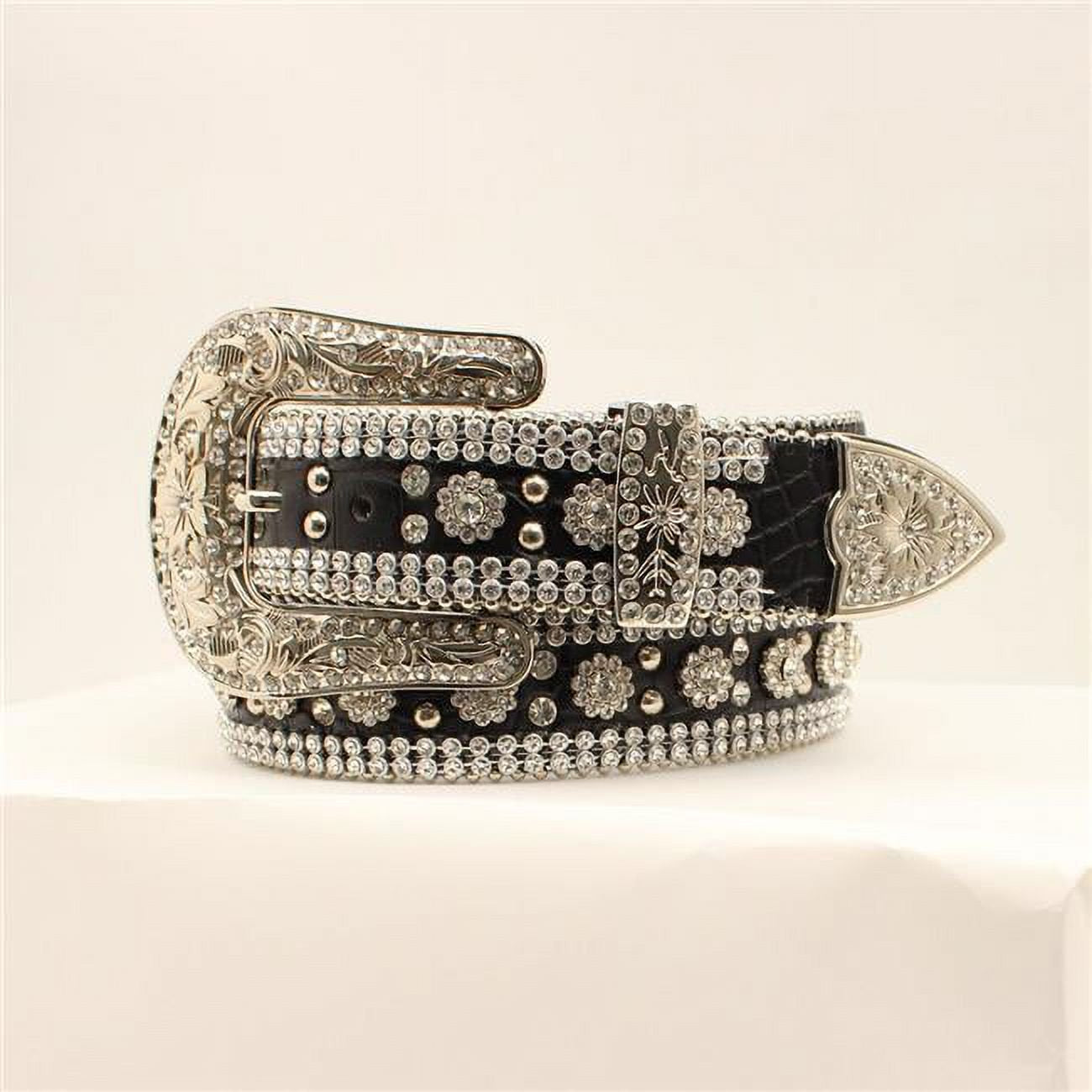 Cinturón negro con diseño de caimán para mujer de Angel Ranch (DA1070)