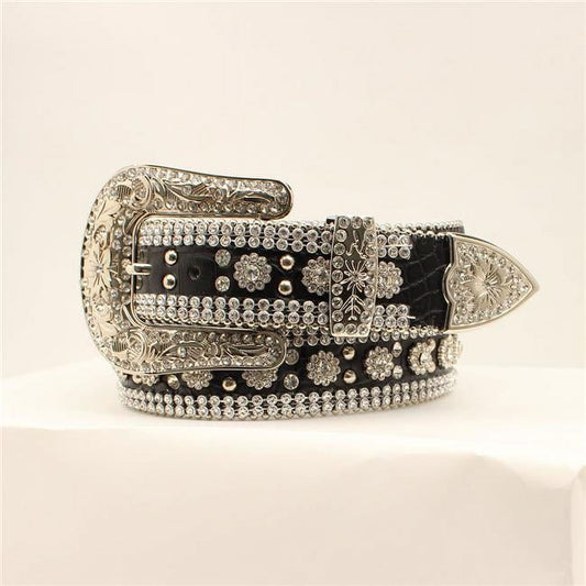 Cinturón negro con diseño de caimán para mujer de Angel Ranch (DA1070)