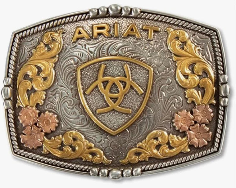 Ariat Women's Rectangle Buckle Shield Multi Finish Belt Buckle (A37066)