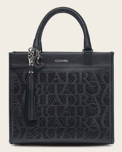 Cuadra Women's Black Monogram Top Handle Handbag (DU686/BOD2MRS Black)