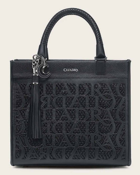 Cuadra Women's Black Monogram Top Handle Handbag (DU686/BOD2MRS Black)