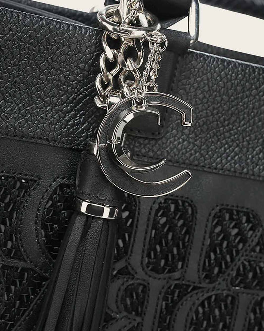 Cuadra Women's Black Monogram Top Handle Handbag (DU686/BOD2MRS Black)
