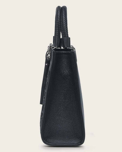Cuadra Women's Black Monogram Top Handle Handbag (DU686/BOD2MRS Black)