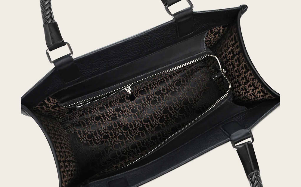 Cuadra Women's Black Monogram Top Handle Handbag (DU686/BOD2MRS Black)