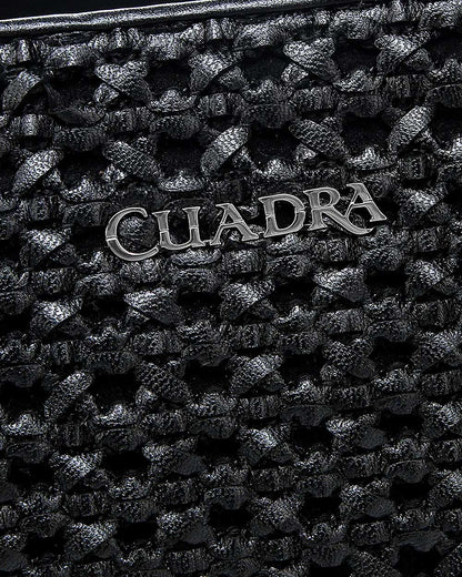 Bolso Cuadra para mujer con asa superior decorada y trenzada en negro (DU687/BOD2NRS - Azteca Negro)