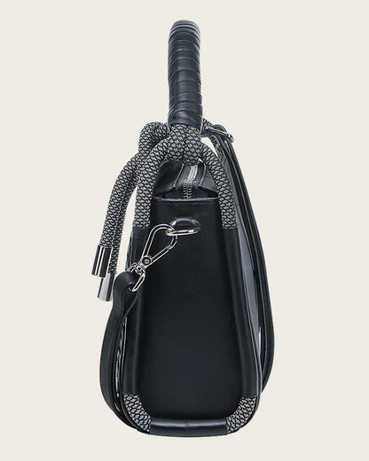 Bolso Cuadra para mujer con asa superior decorada y trenzada en negro (DU687/BOD2NRS - Azteca Negro)