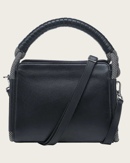 Bolso Cuadra para mujer con asa superior decorada y trenzada en negro (DU687/BOD2NRS - Azteca Negro)