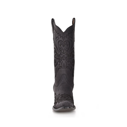 Botas vaqueras Circle G para mujer, negras, con punta recortada y bordado (L5433-M / Negro)
