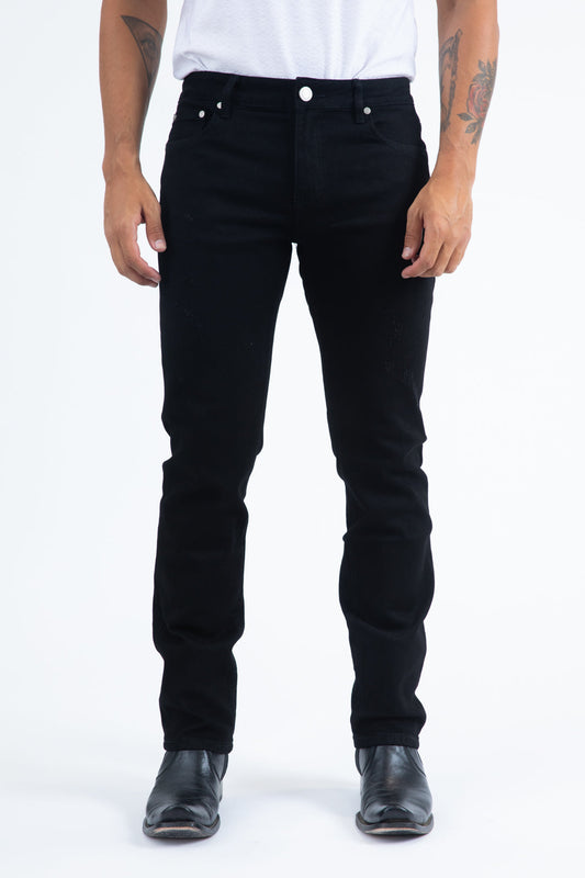 Vaqueros Platini Cruz Supersoft negros elásticos ajustados para hombre (FDJ11051 Negro)