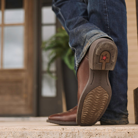 Botas Western de punta cuadrada Durango Shyloh resistentes a los resbalones en color castaño tostado para hombre (DDB0526)