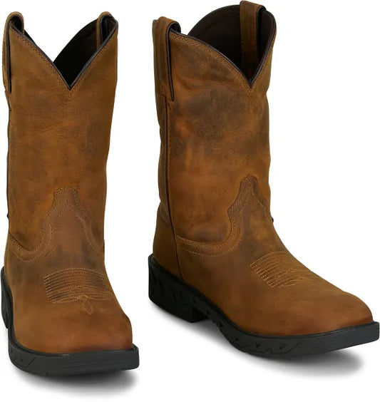 Bota de trabajo Justin Trencher impermeable para hombre (PD4066 / Búfalo de agua marrón)
