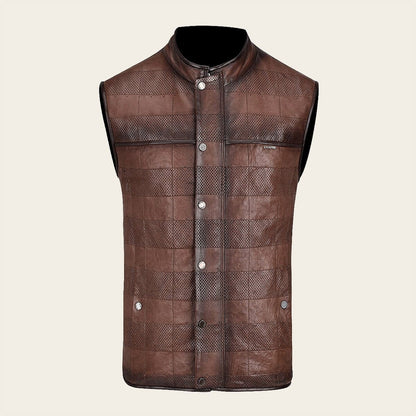 Cuadra Men's Reversible Europe Zipper Leather Vest (JC172/H303COC)